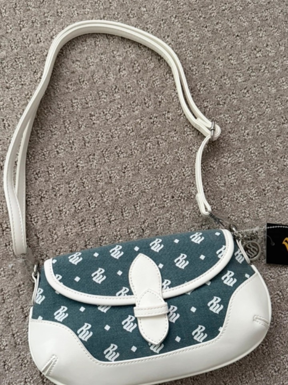 Rocawear Blue Monogram Shoulder Bag with White Trim